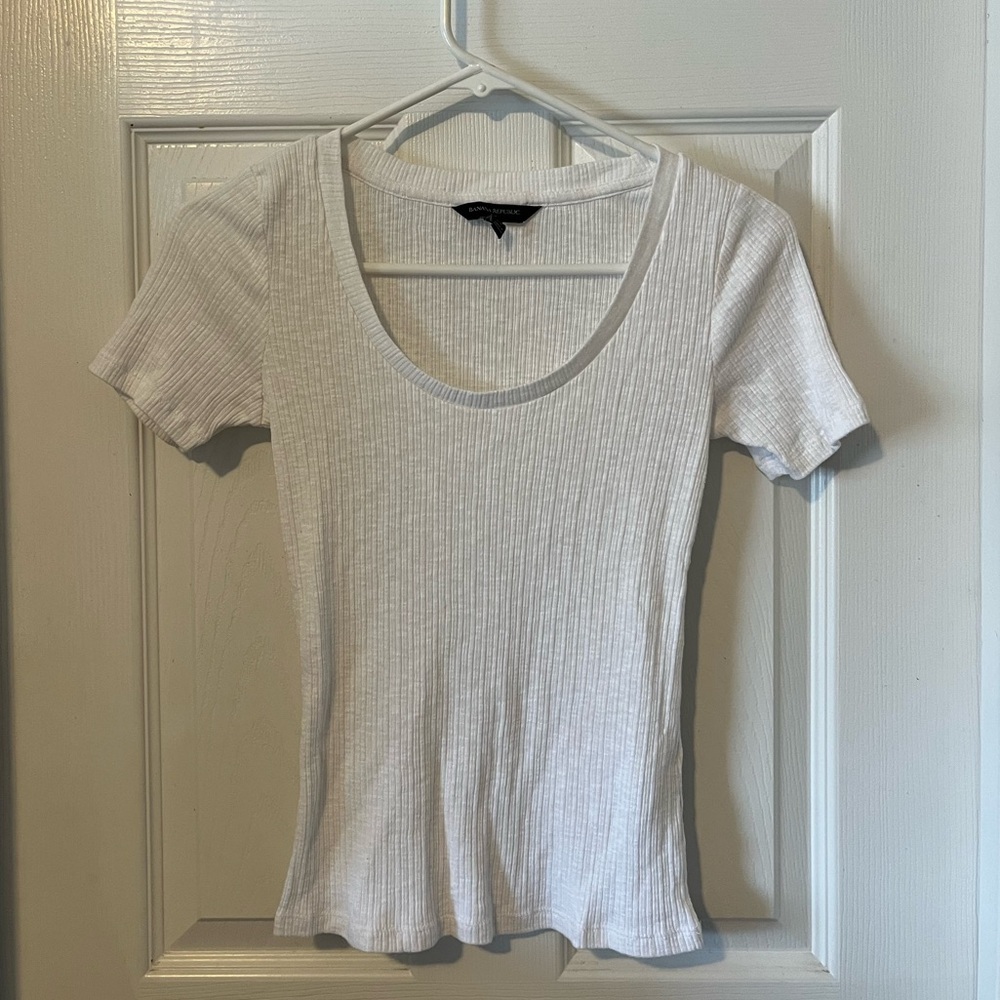 White Ribbed Women's Top